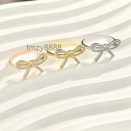 Créateur de mode Tiff Ring Top T Famille S925 Full Body Sterling Silver Bow Mignon Polyvalent Édition Coréenne Diamant Femmes VAOD