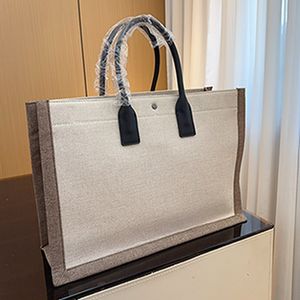 Modeontwerper Tote tassen kleine, met leer afgewerkt bedrukt canvas Handtassen Comfortabel opgehangen aan opgerolde leren riemen Maten 48 * 18 * 34 cm