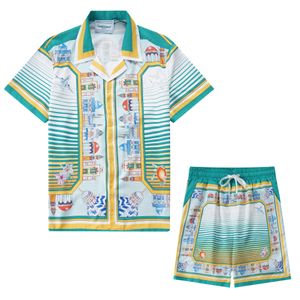 Survêtements de créateurs de mode Polo d'été t-shirt + shorts Vêtements pour hommes / femmes Coutures de couleur Chemise imprimée Costume Casual Shorts amples Beach Short Polo T-shirt Set