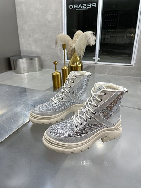 Mode Designer Trend Bottes Black Silver Glitter Elégante Design de démarrage pour femmes élégantes chaussures décontractées Y280E17010