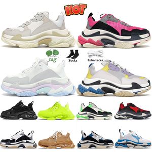 Modeontwerper triple s heren dames designer vrijetijdsschoenen sneakers transparante zool zwart wit grijs rood roze blauw neongroen heren trainers Tennis hoogteverhogende schoen