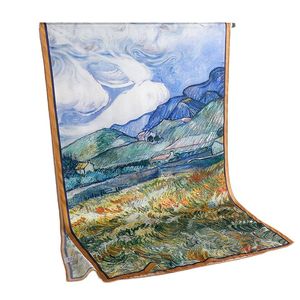 Créateur de mode Vincent van Gogh champ de blé 100% foulard en soie châle personnalisé 173*55 cm
