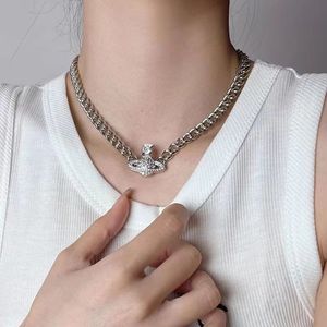 Modeontwerper Vivian ketting West na volledige diamant Saturnus magneet gesp ketting Hip Hop ketting Planeet sleutelbeen ketting choker Gift