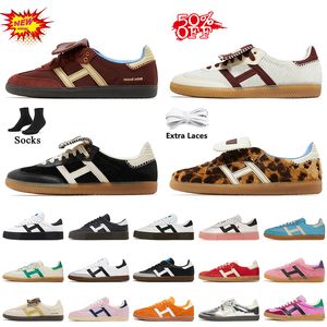 Diseñador de moda Wales Bonner Nylon Marrón OG Zapatos casuales Pony Leopard Zapatillas deportivas Sporty Rich Blanco Negro Vegam Gum Crema Verde Rojo Plataforma Zapatillas deportivas planas