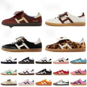 Modeontwerper Wales Bonner Nylon Brown Og Casual Shoes Pony Leopard Sneakers Sporty Rich White Black Vegam Gum Cream Green Red Platform Flat Sports Trainers