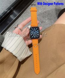 Pulseira de relógio de designer de moda para Apple Watch 8 7 6 5 4 3 2 1 SE8 Pulseira de couro comercial para iwatch 49mm 45mm 44mm 42mm 41mm 40mm 38mm P Pulseira de padrão triangular
