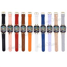 Correa de reloj de diseñador de moda para Apple Watch Band 42 mm 38 mm 40 mm 44 mm Serie iwatch 6 5 4 3 2 bandas Brazalete de cuero impreso con letras de lujo