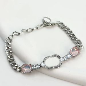 Créateur de mode femmes Bracelets bracelet bracelet manchette chaîne Double lettre bijoux cristal plaqué or amoureux de mariage