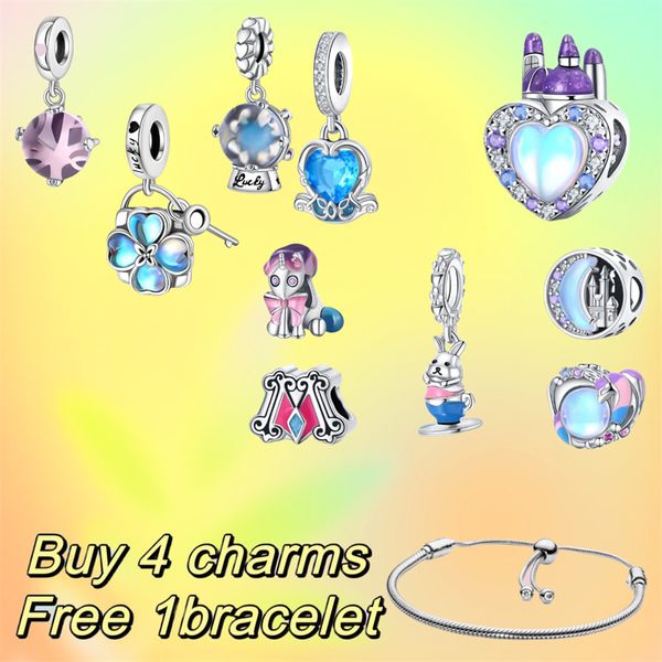 Diseñador de moda Pulsero de encanto para mujeres Serie de cuento de hadas de la ciudad de hadas Dream Castle Unicorn 925 DIY Fit Pandoras Pulsera de joyería de lujo para mamá