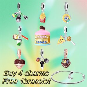 Bracelet à charme pour femmes de créateur de mode S925 Silver Delicious Macaron Potato Chips Chocolate Cake Pendant Diy Fit Pandoras Bracelet Bijoux de luxe Cadeau d'anniversaire