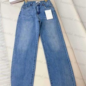 Modeontwerper dames jeans 2024 vroege lente nieuwe casual afslank pocket gesplitste lamshaar hoge taille wijde spijkerbroek gewassen jeans