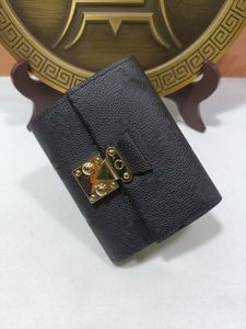 Portefeuille court pour femmes de la mode, portefeuille de carte d'origine multifonctionnelle noire en relief avec boîte