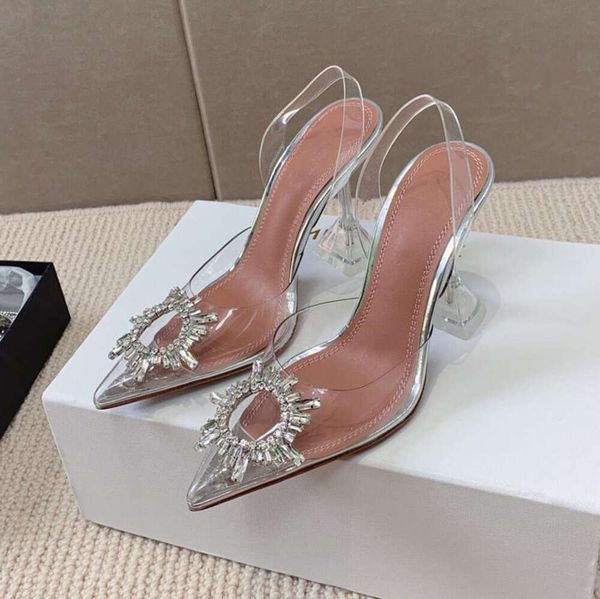 Fashion Designer Femmes Sandales brillantes Chaussures de robe cristalline Sole