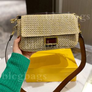 Diseñador de moda Bolsos de hombro para mujer Bolso Baguette de paja Bolso cruzado clásico moderno Bolso de moda Totes de temperamento Carteras de lujo