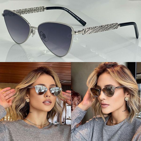 Diseñador de moda para mujeres Gafas de sol de marca Italia DG2290 Lady Butterfly Carta de metal LOGO Cadena Estilo Mirror Diseño de piernas Eyewear 2290