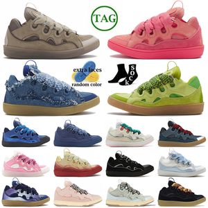 Fashion Designer Womens Mens Curb Robe Chaussures Luxury Denur Blue Bleed Highted Suede Flat Trainers Low Og Plateforme Calais Coube Rubber Nappa Cuir Silver Speakers