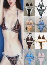 Diseñador de moda Traje de baño para niña mini Traje de baño brasileño Carta Bikini Conjunto Tangas Señora Sexy con cordones Traje de baño de playa Wom5473089