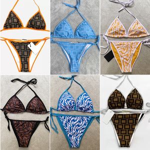 Diseñador de moda Conjunto de bikini para niñas jóvenes Letras F Tangas Tops Sujetador Traje de baño Traje de baño marrón Dama Casual Push Up Traje de baño de playa Sexy Maternidad Ropa de playa clásica