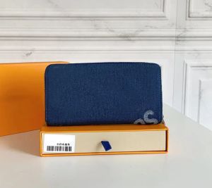 Créateur de mode zippy portefeuilles luxe Hip-hop sacs à main denim fleur lettres hommes femmes titulaire de la carte de crédit dames longue fermeture éclair mince argent pochette avec boîte de haute qualité