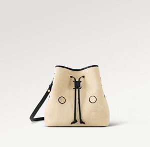 Designers de mode sac NEONOE Bucket Sacs à bandoulière Femmes Marque Totes Lettre été Raphia Sacs à main luxes fleur bandoulière Sacs à main de haute qualité Sac à cordon