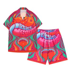 Designers de mode Hawaii Beach Chemises décontractées Ensembles Hommes Été Boutonné Lettre Imprimer À Manches Courtes Robe Chemise Costumes