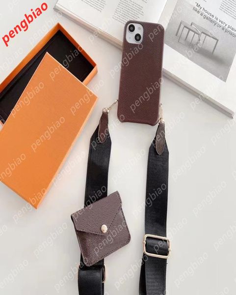 Diseñadores de moda Cajestres telefónicos para iPhone 13 Pro Max 12 11 Cubierta Bolsos de hombro de concha de cuero Case de cable y bolso de monedas con caja 14989417