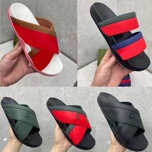 Sandalias de goma con diapositivas web, zapatillas de diseño, diapositivas a rayas, hombres, mujeres, zapatilla de playa de verano con caja 440