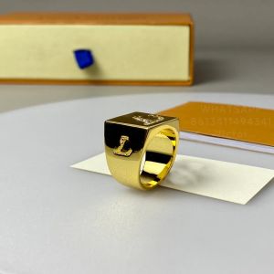 Mode diamanten bandringen voor mannen damesontwerper titanium stalen letter ring goud vergulde sieraden