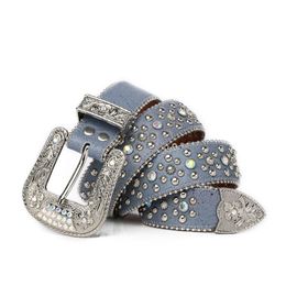 Mode Diamond Belt Buckle Crystal Studded Belt Western Cowboy Pu Leather Luxury Rhinestone Belts