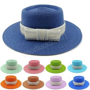 Fashion Diamond Bow Paille chapeau d'été largeur grand chapeau de voyage pour hommes et femmes