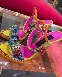 Mode diamant cristal sandales 2022 talons hauts été simple bout ouvert stiletto rivet étanche plate-forme sandales femmes