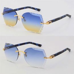 Lentes de corte de diamante de moda 3524012 Marbling Plank Gafas de sol Gafas de sol de alta calidad para hombres Goggle Gafas de sol de metal Unisex C Decor294U