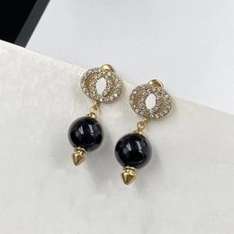 Boucles d'oreilles pendantes en diamant pour femmes, bijoux de fête, écharpe noire, cadeau pour amoureux de mariage et de fiançailles