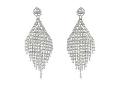 Orecchini pendenti con diamanti alla moda a forma di goccia con brillanti orecchini pendenti con nappa piena di strass per regalo di nozze da donna1541273