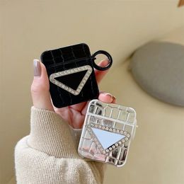 Mode diamant Écouteur Accessoires Cas Pour Airpods Cas Designer Pour Airpods 1 2 3 Pro TPU Cuir Mignon Protecteur Triangle Shell Rue