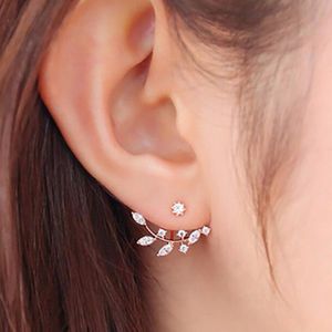 Boucles d'oreilles en diamant à la mode Feuilles Branches Retour Boucles d'oreilles en zircon pendantes