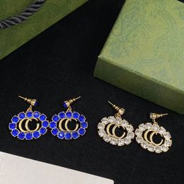 Mode-diamant-gevulde Dangle Chandelier Oorbellen aretes orecchini voor vrouwen feestliefhebbers geschenk Sieraden banddoos
