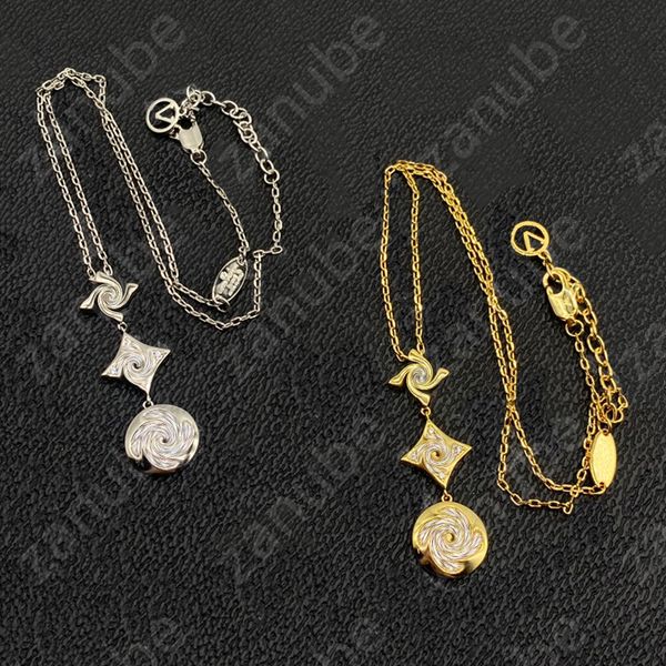 Mode Diamant Fleurs Pendentif Designer Bijoux De Luxe Or Boucle Lettre Collier Classique Amour Colliers Pour Femmes Chaîne En Argent V Avec Boîte