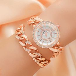 Mode diamant ingelegd dameshorlogeset dameshorloge armband quartz horloge 231015