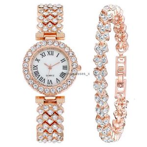 Fashion Diamond Inlaid Womens Watch Womens Roman Quartz Bracelet