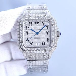 Mode diamant vierkante wijzerplaat herenhorloge automatische horloges Moissanite designer horloges 904L roestvrijstalen armband saffierglas waterdicht Orologio.