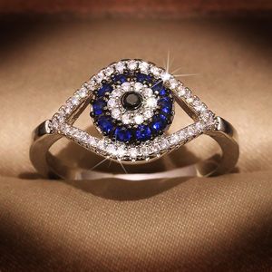 Mode Diamond Dames ringen Iced Out Devil's Eye Ring S925 Sterling Silver Rings sieraden