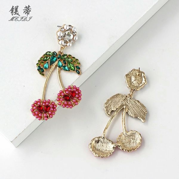 Mode-diamants balancent boucles d'oreilles pour femmes perles de luxe cristal lustre boucle d'oreille plante fruits mode oreille bijoux cadeaux pour petite amie