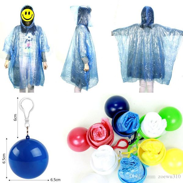 Mode jetable porte-clés PE imperméables Poncho unique extérieur d'urgence imperméable vêtements de pluie voyage Camping manteau de pluie vêtements de pluie WDH1375