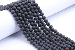 Accessoires de mode bricolage pierre de lave perles en vrac gemme noire perles de pierre naturelle pour femmes bracelets fabrication de bijoux en gros en vrac