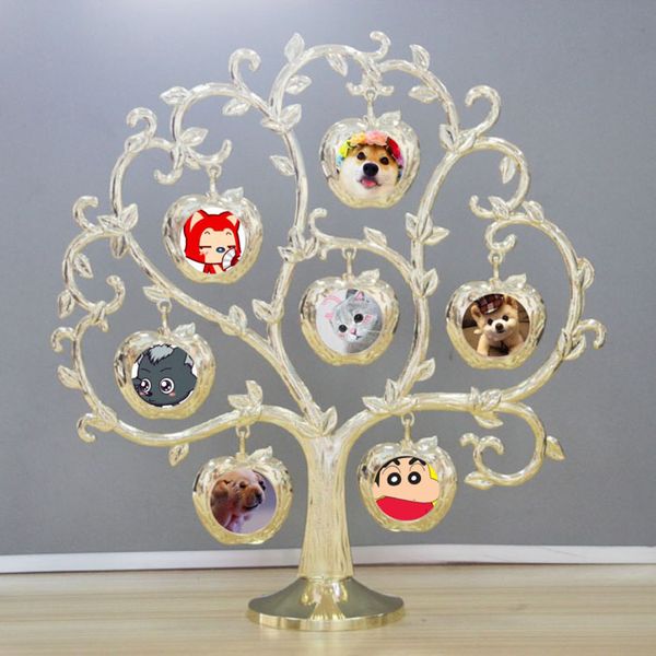 Moda DIY sublimación en blanco ornamento de Navidad de metal Big Banyan Rose Pine Tree para prensa de transferencia de calor Family Tree Photo Frame