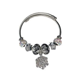 Mode DIY Charms Bracelet Femmes Bijoux Bracelets Avec Des Perles Brillantes Et Fleur De Neige