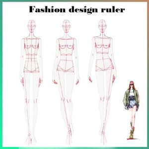 Mode bricolage conception règle tissu dessin au trait vêtements Prototype modèle dynamique humain pour le rendu
