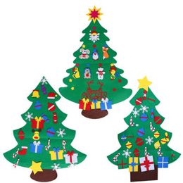 Mode DIY vilt kerstboom met decoraties deur muur opknoping kinderen educatieve gift xmas tress 6 stks