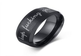 Fashion DIY Bijoux Coupages anneaux Continuez à baiser Men en acier inoxydable Ring Band Titanium Silver Black Ring Boyfriend Hibery5371458